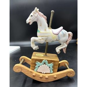 Vintage Willitts Melodies Ceramic Rocking Horse Music Box Tested Works! S1
